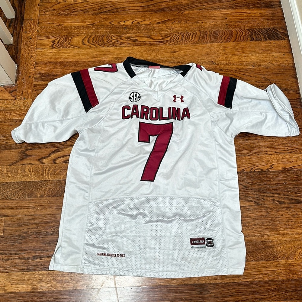 Under Armour White and Garnet Carolina Football Jersey #7 CLOWNEY